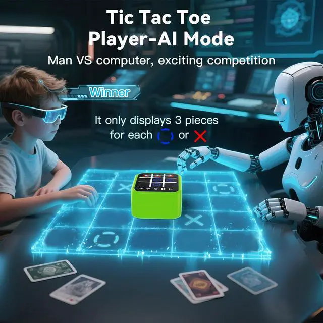 Alt view image 3 of 7 - Rechargeable Tic Tac Toe Game Box with 5 Fun Brain Memory Games, Electronic Touchscreen Handheld Game, Portable Digital Puzzle Board Travel Toy, Gifts Choice for Kids and Adults (Green)