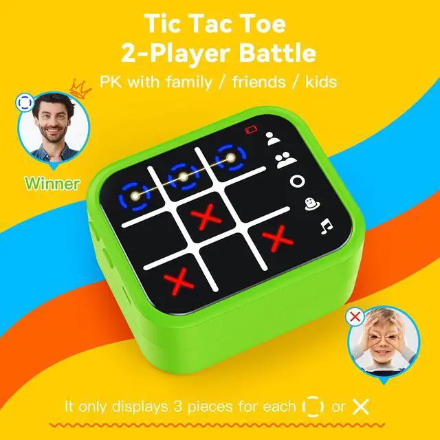 Alt view image 5 of 7 - Rechargeable Tic Tac Toe Game Box with 5 Fun Brain Memory Games, Electronic Touchscreen Handheld Game, Portable Digital Puzzle Board Travel Toy, Gifts Choice for Kids and Adults (Green)