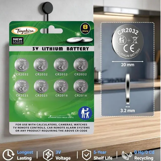 Alt view image 5 of 7 - Toyohira CR2032 Lithium 3v Coin Battery Assorted cr2025 cr2016 Battery, 16 Pack (cr2032 Batteries 8PCS, CR2025 4PCS, CR2016 4PCS), Mercury-Free,Child Safety Features,Long Lasting Power