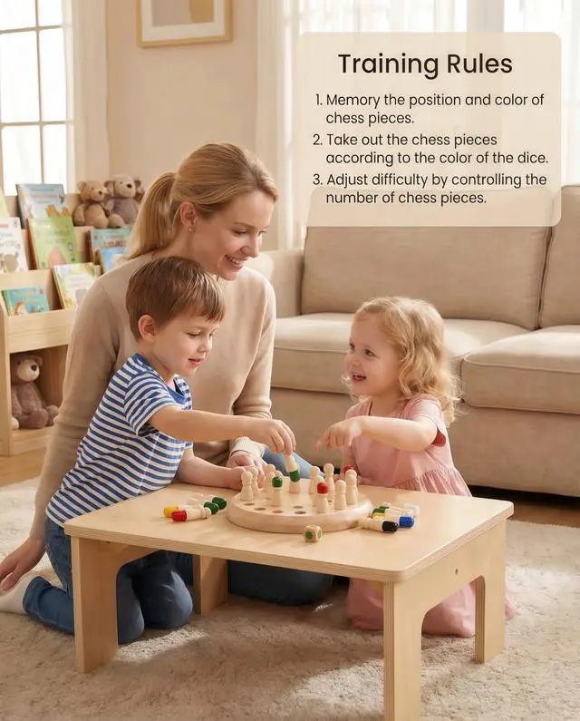 Alt view image 2 of 6 - Wooden Memory Chess Matching Game Family Board Games for Kids and Adults, Designed to Enhance Concentration and Memory Skills. Suitable as a Teaching aid for Early Childhood Education