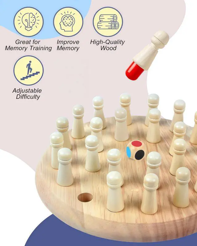 Alt view image 4 of 6 - Wooden Memory Chess Matching Game Family Board Games for Kids and Adults, Designed to Enhance Concentration and Memory Skills. Suitable as a Teaching aid for Early Childhood Education