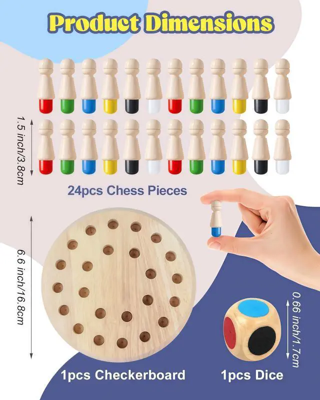 Alt view image 5 of 6 - Wooden Memory Chess Matching Game Family Board Games for Kids and Adults, Designed to Enhance Concentration and Memory Skills. Suitable as a Teaching aid for Early Childhood Education
