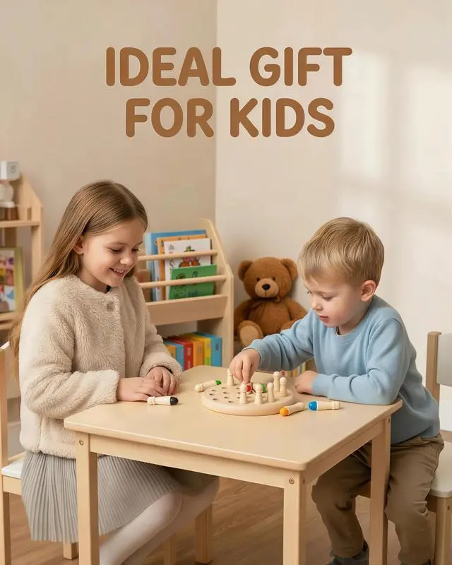Alt view image 6 of 6 - Wooden Memory Chess Matching Game Family Board Games for Kids and Adults, Designed to Enhance Concentration and Memory Skills. Suitable as a Teaching aid for Early Childhood Education