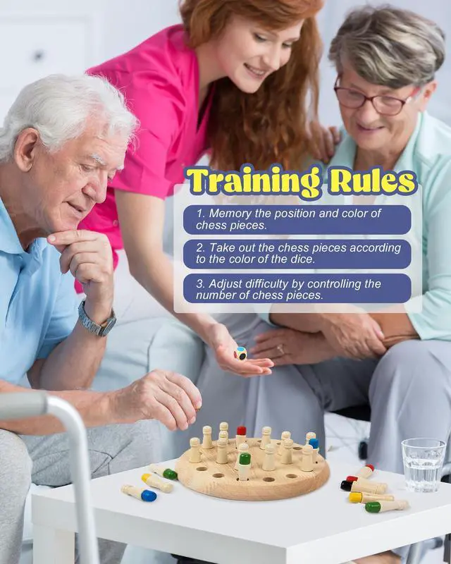 Alt view image 2 of 6 - Activities for Elderly with Dementia Wooden Memory Chess, Ideal Alzheimers Toys & Games, Fidget Blanket Alternative, Perfect Gifts for People with Dementia