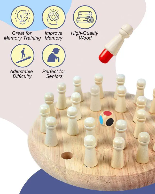 Alt view image 4 of 6 - Activities for Elderly with Dementia Wooden Memory Chess, Ideal Alzheimers Toys & Games, Fidget Blanket Alternative, Perfect Gifts for People with Dementia