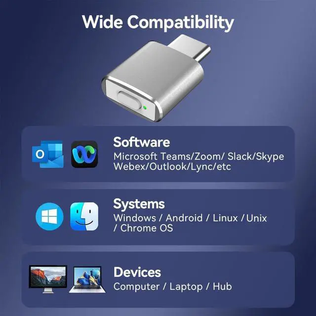 Alt view image 7 of 7 - Mouse Jiggler Undetectable USB C Mouse Mover, Automatic Type C Mice Wiggler with 3 Jiggle Modes and Switch Button, Keep Computer/Laptop/PC Awake, Plug and Play (Silver)