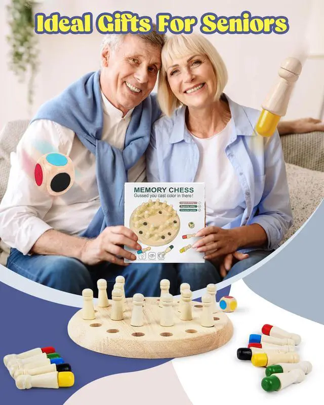 Alt view image 6 of 6 - Activities for Elderly with Dementia Wooden Memory Chess, Ideal Alzheimers Toys & Games, Fidget Blanket Alternative, Perfect Gifts for People with Dementia