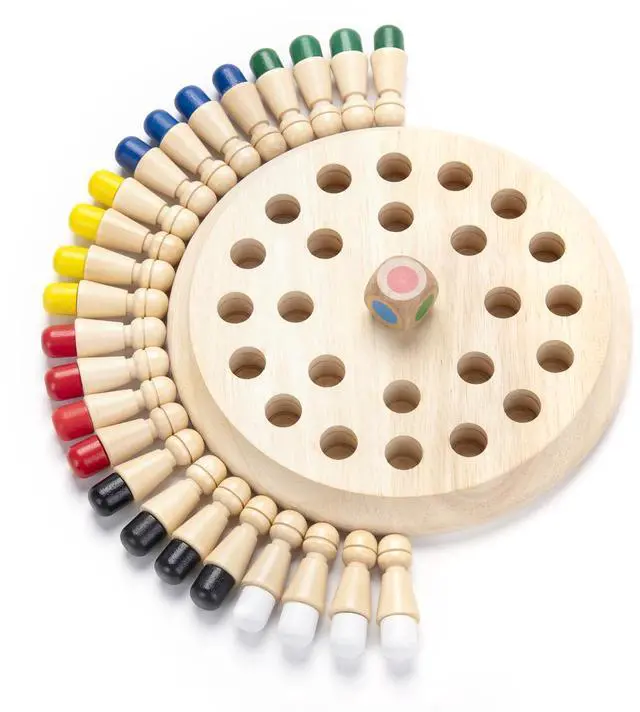 Main image of Wooden Memory Chess Matching Game: Family Board Games for Kids and Adults, Montessori Preschool Learning Educational Toy, Birthday Gift for Age 3 4 5 6 7 8+ Boy Girl