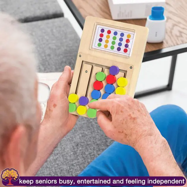 Alt view image 4 of 5 - Memory Care Games for Seniors, Wooden Handhold Games for Elderly with Dementia, Large Dementia Activties for Patients, Easy Cognitive Alzheimers Products Puzzle Maze Matching Board Gifts