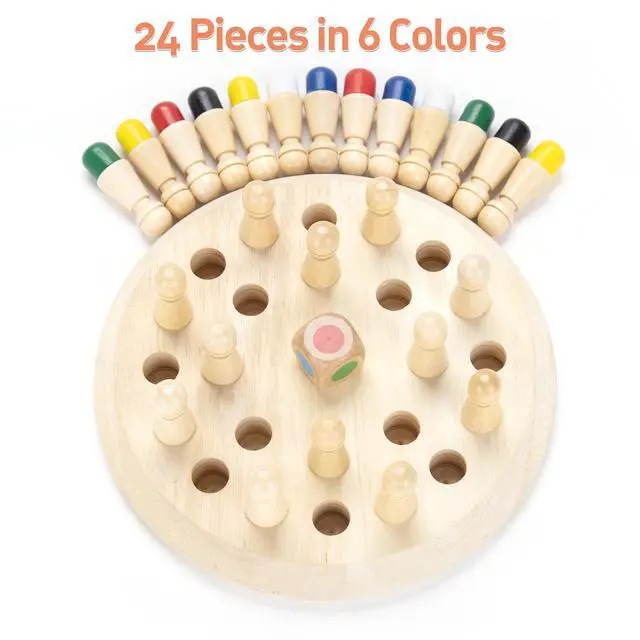 Alt view image 4 of 7 - Wooden Memory Chess Matching Game: Family Board Games for Kids and Adults, Montessori Preschool Learning Educational Toy, Birthday Gift for Age 3 4 5 6 7 8+ Boy Girl