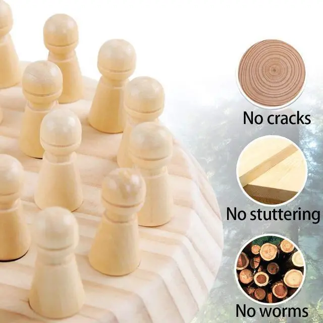 Alt view image 7 of 7 - Wooden Memory Chess Matching Game: Family Board Games for Kids and Adults, Montessori Preschool Learning Educational Toy, Birthday Gift for Age 3 4 5 6 7 8+ Boy Girl