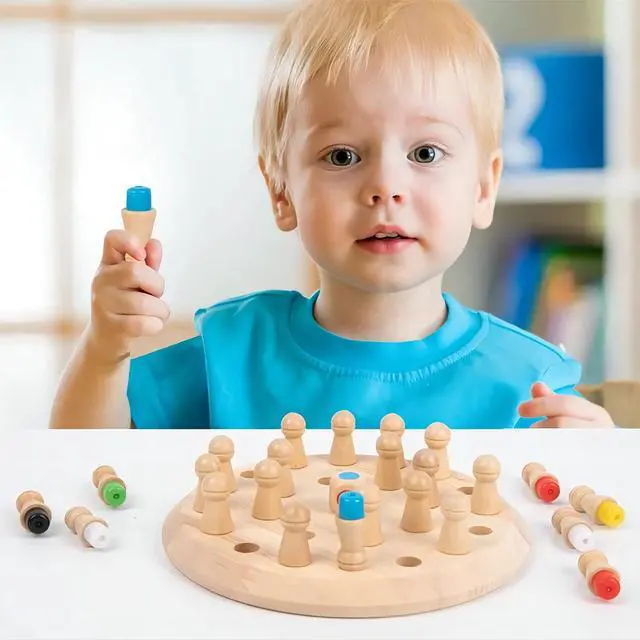 Alt view image 6 of 7 - Wooden Memory Chess Matching Game: Family Board Games for Kids and Adults, Montessori Preschool Learning Educational Toy, Birthday Gift for Age 3 4 5 6 7 8+ Boy Girl