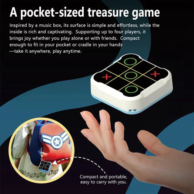 Alt view image 6 of 7 - Tic Tac Toe Bolt Game,Handheld Electric Puzzle Game Console, Board Games for Kids and Adults,Gift Ideal for Kids and Adults' Birthday(White)