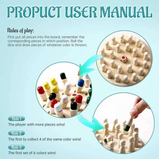 Alt view image 4 of 7 - Wooden Memory Chess Matching Game: A Family Board Game Suitable for Children and Adults, Puzzle Toys Suitable for Ages 3, 4, 5, and 6, Birthday Gifts for Boys and Girls