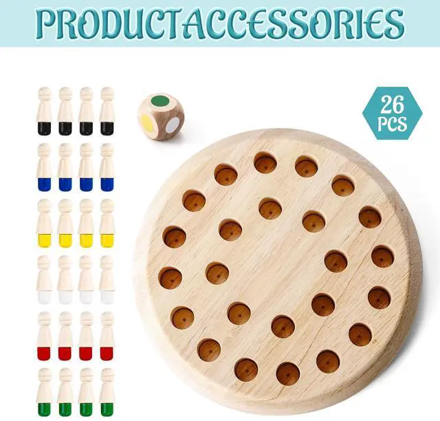 Alt view image 7 of 7 - Wooden Memory Chess Matching Game: A Family Board Game Suitable for Children and Adults, Puzzle Toys Suitable for Ages 3, 4, 5, and 6, Birthday Gifts for Boys and Girls