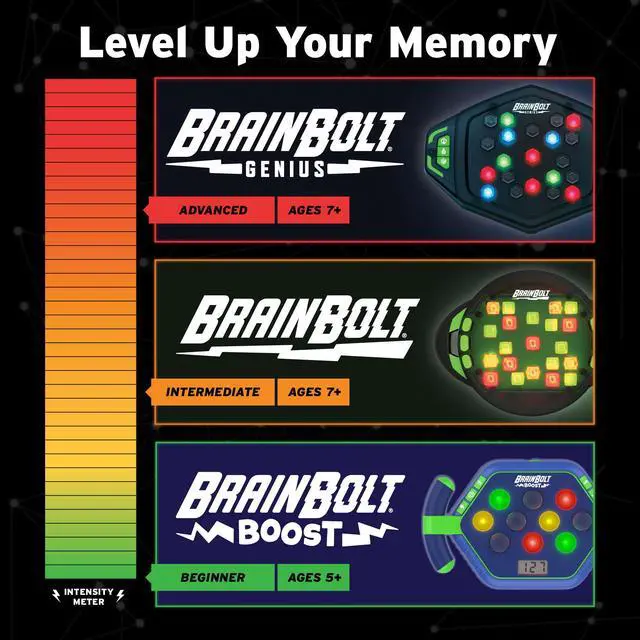 Alt view image 6 of 6 - BrainBolt Boost - Handheld Electronic Memory Game, Gamer Gifts, Fidget Memory Games for Kids Ages 4-8, Single Player Brain Travel Games for Kids, Boys and Girls Gifts