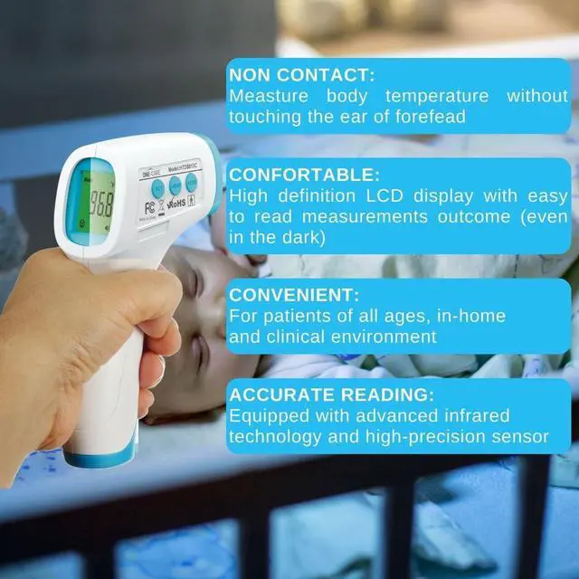 Alt view image 6 of 7 - Digital Infrared Thermometer HTD8813C - Non-Contact, Homedics Thermometer, High Accuracy, Fast Reading, Body & Room Temp, Newborn Baby to Adult, Fever Alarm, Large Display