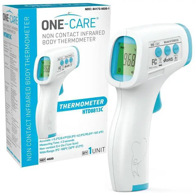 Main image of Digital Infrared Thermometer HTD8813C - Non-Contact, Homedics Thermometer, High Accuracy, Fast Reading, Body & Room Temp, Newborn Baby to Adult, Fever Alarm, Large Display