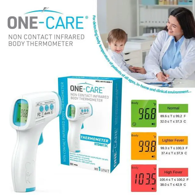Alt view image 2 of 7 - Digital Infrared Thermometer HTD8813C - Non-Contact, Homedics Thermometer, High Accuracy, Fast Reading, Body & Room Temp, Newborn Baby to Adult, Fever Alarm, Large Display