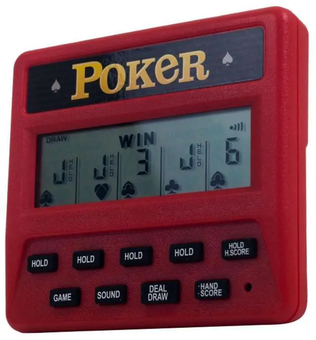 Main image of 5-in-1 Hand Held Poker Game - Electronic Handheld Games for Adults Includes Draw, Deuces, Bonus, 2X and 2x2 Bonus - 3.9x3.4-Inch Pocket-Sized Travel Casino by Trademark Poker