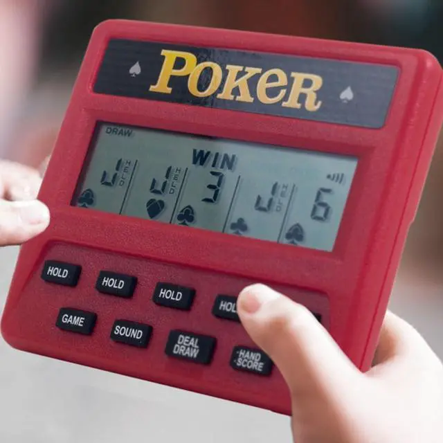 Alt view image 2 of 7 - 5-in-1 Hand Held Poker Game - Electronic Handheld Games for Adults Includes Draw, Deuces, Bonus, 2X and 2x2 Bonus - 3.9x3.4-Inch Pocket-Sized Travel Casino by Trademark Poker