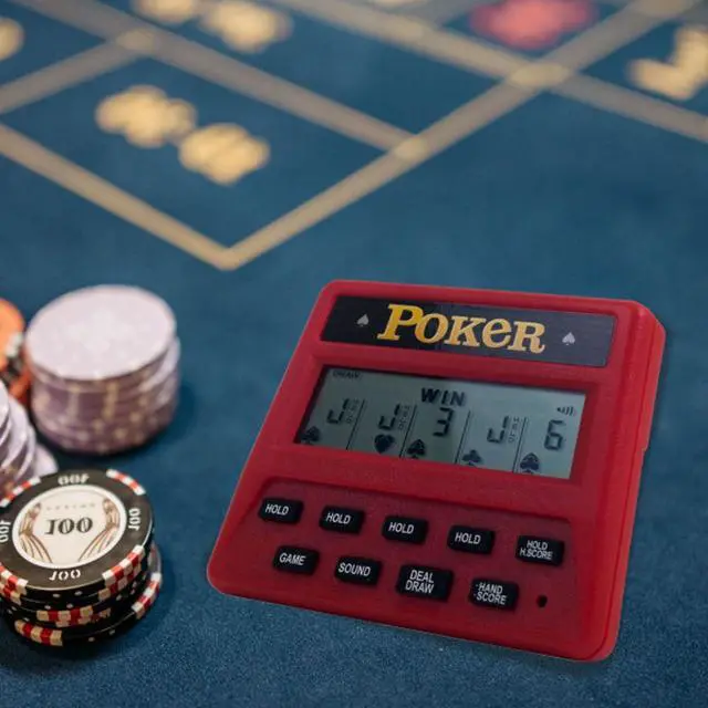 Alt view image 4 of 7 - 5-in-1 Hand Held Poker Game - Electronic Handheld Games for Adults Includes Draw, Deuces, Bonus, 2X and 2x2 Bonus - 3.9x3.4-Inch Pocket-Sized Travel Casino by Trademark Poker