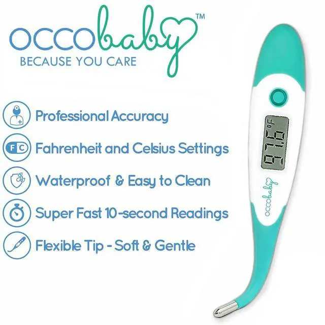 Alt view image 2 of 5 - Clinical Digital Baby Thermometer - LCD, Flexible Tip, 10 Second Quick Accurate Fever Read Rectal Oral & Underarm Use - Waterproof Thermometer for Infants & Toddlers