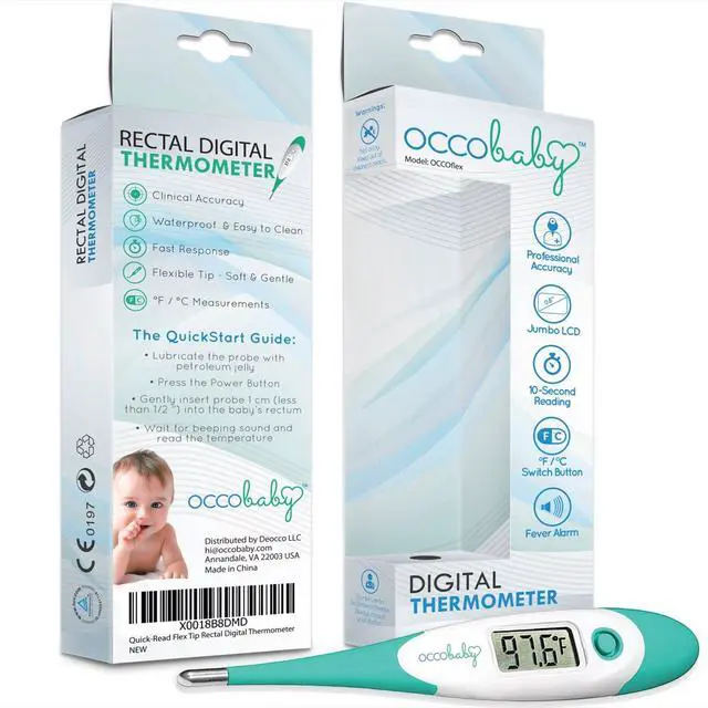 Alt view image 5 of 5 - Clinical Digital Baby Thermometer - LCD, Flexible Tip, 10 Second Quick Accurate Fever Read Rectal Oral & Underarm Use - Waterproof Thermometer for Infants & Toddlers
