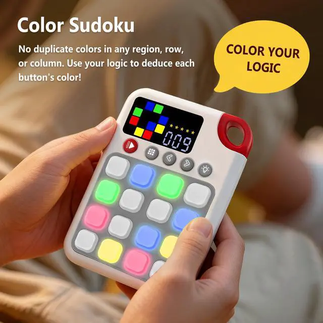 Alt view image 6 of 7 - Tic Tac Toe Game, 7-in-1 Game Machine, Handheld Electronic Puzzle Games, Portable Travel Game for Trip, Office Break, Queue Time, Birthday Gift for Kids Adult