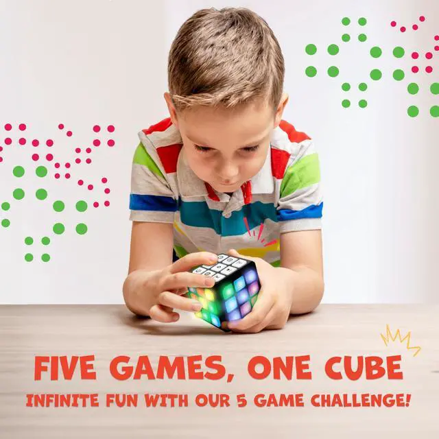 Alt view image 2 of 7 - FLASHDASH Flashing Cube Electronic Memory and Brain Game - 4-in-1 Handheld Stem Toys for Kids - Cool Gadgets, Games for Boys and Girls - Fun Family Game for Kids Ages 6-12 - Educational Gift Toy