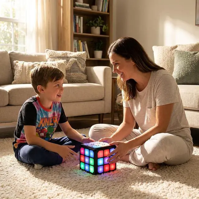 Alt view image 6 of 7 - FLASHDASH Flashing Cube Electronic Memory and Brain Game - 4-in-1 Handheld Stem Toys for Kids - Cool Gadgets, Games for Boys and Girls - Fun Family Game for Kids Ages 6-12 - Educational Gift Toy