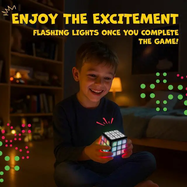 Alt view image 3 of 7 - FLASHDASH Flashing Cube Electronic Memory and Brain Game - 4-in-1 Handheld Stem Toys for Kids - Cool Gadgets, Games for Boys and Girls - Fun Family Game for Kids Ages 6-12 - Educational Gift Toy