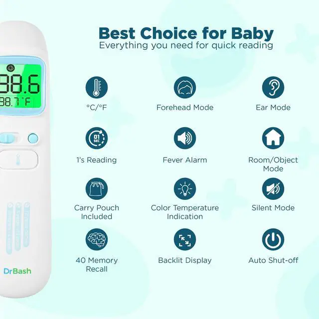 Alt view image 6 of 7 - 3-in-1 Baby Thermometer for Ear, Forehead & Touchless, Infrared Thermometer for Adults and Kids, Fever Digital Thermometer with Fever Alert and Memory Recall