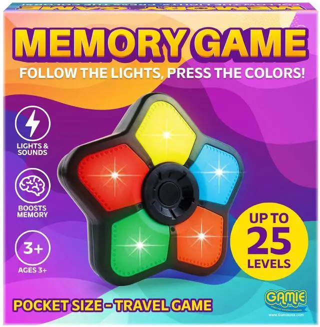Main image of Classic Mini Electronic Memory Game, Handheld Brain Games for Kids and Adults, Travel Toy, Ages 4-12, 1 Piece