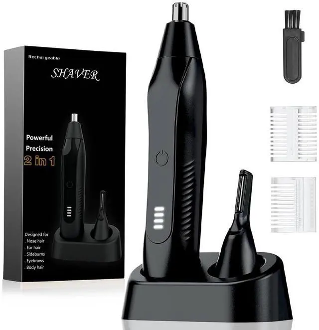 Main image of Rechargeable Nose and Ear Hair Trimmer for Men Women2025 Professional Painless Eyebrow & Facial Hair Trimmer with Replaceable Stainless Steel Dual Edge Blades, Black