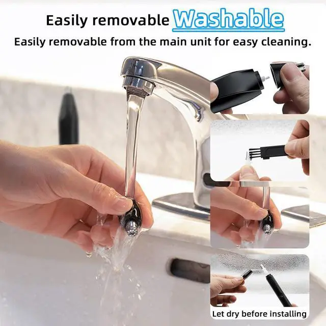 Alt view image 6 of 7 - Rechargeable Nose and Ear Hair Trimmer for Men Women2025 Professional Painless Eyebrow & Facial Hair Trimmer with Replaceable Stainless Steel Dual Edge Blades, Black