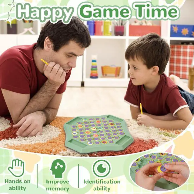 Alt view image 5 of 6 - 54PCS Fruit Flip Chess Memory Chess Game, Animal Flip Matching Chess Board, Memory Chess Game for Kindergarten Gathering Activity, Flip to Win Travel Memory Game (L-Fruit)