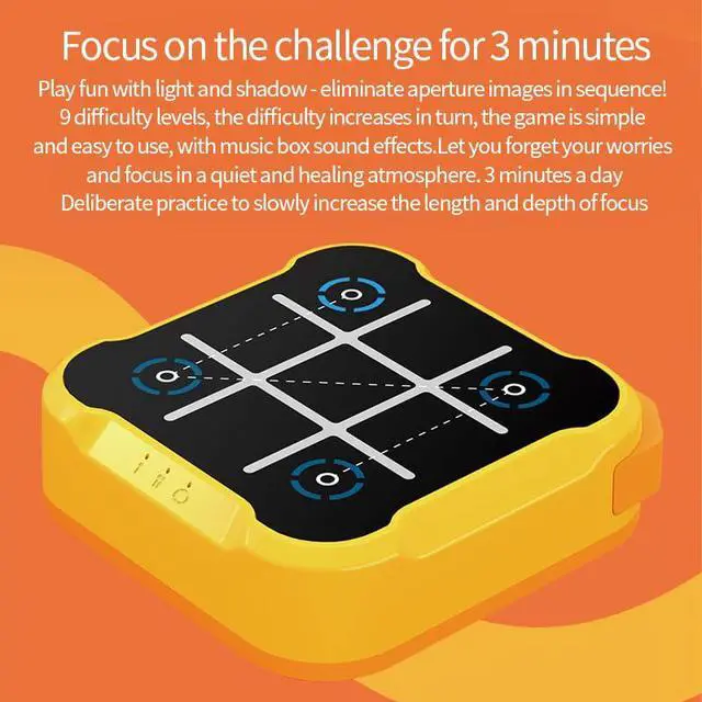 Alt view image 4 of 7 - Tic Tac Toe, 4 in 1 Handheld Educational Game Machine, Electronic Tic Tac Toe Game for Education and Memory Growth, Home, Toy Board Game for Kids and Adults (Yellow)