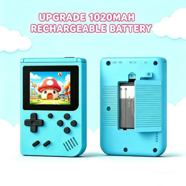 Alt view image 4 of 7 - Retro Handheld Game Console, Mini Portable Video Game Player Built-in 400 Classic Games, 3.0 Inch IPS Screen, Travel Arcade Gaming Console (Blue)