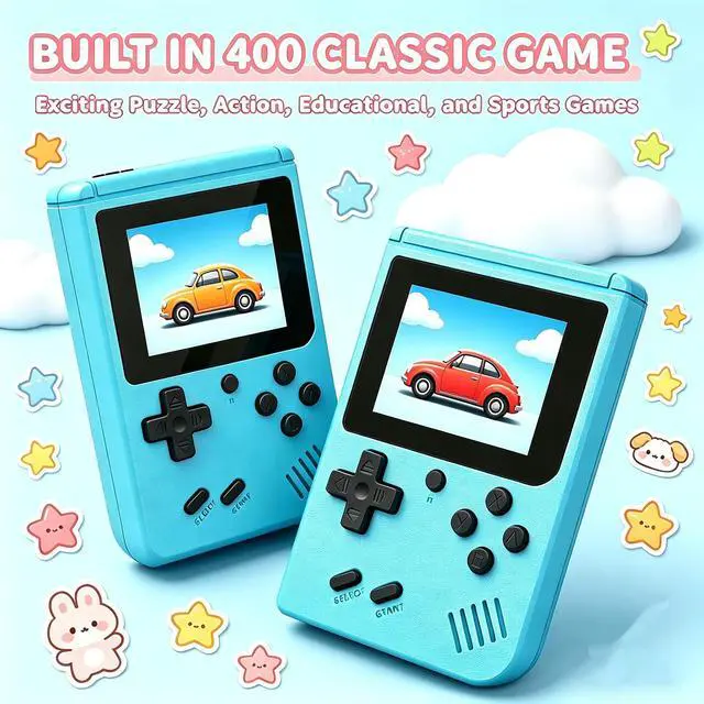 Alt view image 2 of 7 - Retro Handheld Game Console, Mini Portable Video Game Player Built-in 400 Classic Games, 3.0 Inch IPS Screen, Travel Arcade Gaming Console (Blue)