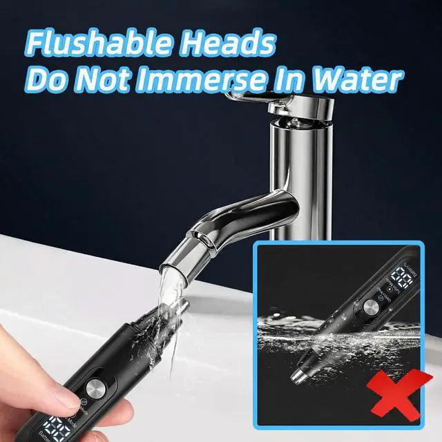 Alt view image 7 of 7 - Ear & Nose Hair Trimmer, Professional Painless Eyebrow and Facial Hair Trimmer for Men and Women, C-Type Rechargeable, Waterproof Double Edged Blade (Carbon Black)