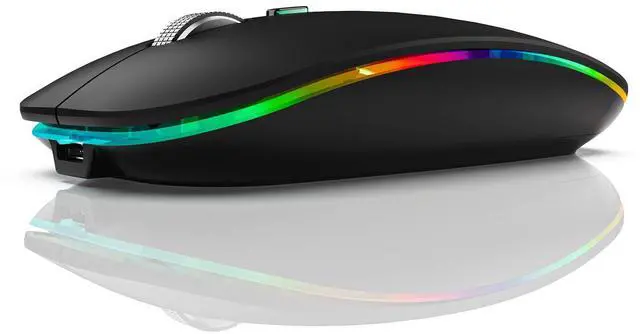 Main image of Dual Mode Jiggler Mouse for Laptop&Phone-LED Mouse Rechargeable Computer Mice Mouse Mover Undetectable Random Movement with On/Off Button Keeps Computer Awake (Rubber Black)