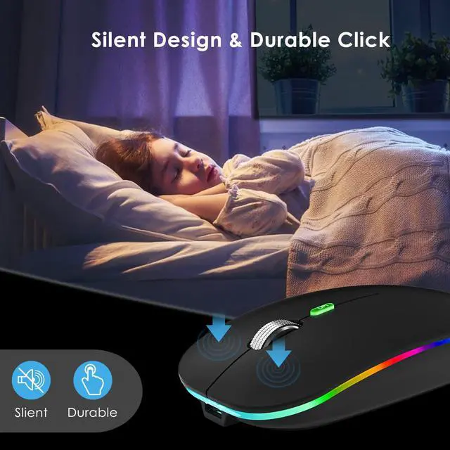 Alt view image 7 of 7 - Dual Mode Jiggler Mouse for Laptop&Phone-LED Mouse Rechargeable Computer Mice Mouse Mover Undetectable Random Movement with On/Off Button Keeps Computer Awake (Rubber Black)