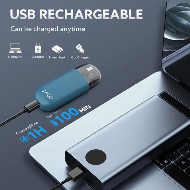 Alt view image 4 of 7 - Nose Hair Trimmer for Men,Portable Painless Ear and Nose Hair Trimmer USB Rechargeable,Nose Trimmer Women with 9000 RPM,360° Rotating Waterproof Dual Edge Blades(Blue)