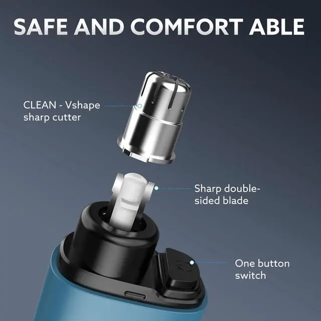 Alt view image 5 of 7 - Nose Hair Trimmer for Men,Portable Painless Ear and Nose Hair Trimmer USB Rechargeable,Nose Trimmer Women with 9000 RPM,360° Rotating Waterproof Dual Edge Blades(Blue)