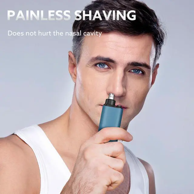 Alt view image 6 of 7 - Nose Hair Trimmer for Men,Portable Painless Ear and Nose Hair Trimmer USB Rechargeable,Nose Trimmer Women with 9000 RPM,360° Rotating Waterproof Dual Edge Blades(Blue)