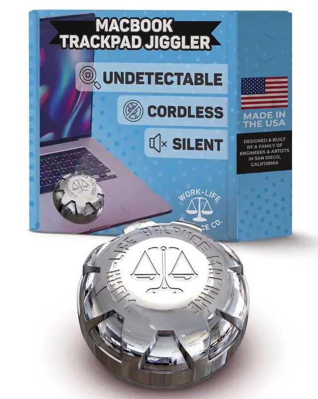 Main image of MacBook Trackpad Jiggler - Undetectable Silent Mechanical, No USB, No Software, 12-Month Battery | Touchpad Mouse Mover Made in USA Patented, Keeps Laptop Screen Active, Cordless for Remote Work