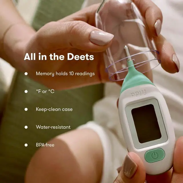 Alt view image 6 of 6 - Baby Rectal Thermometer for Babies, Digital Fever Thermometer for Babies, Newborns & Infants, Quick & Accurate Temperature Check, Water Resistant, Clear Case, Memory Holds Last 10 Readings