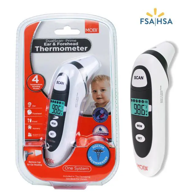 Alt view image 2 of 7 - DualScan Prime Ear & Forehead Thermometer for Baby, Kids & Adults, Digital Infrared, Food & Bottle & Room Mode, 1Second Reading, Memory Recall