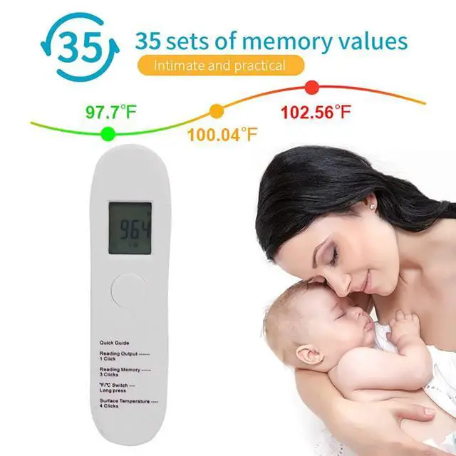 Alt view image 3 of 7 - No-Touch Forehead Thermometer, LCD Digital Infrared Thermometer for Adults Ultra-Sensitive Sensors, Large LED Digits, Quiet Vibration Feedback, Non Contact